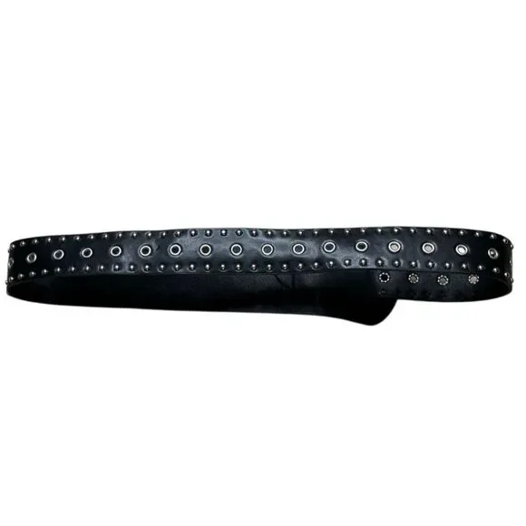 Black Studded Belt with Silver Buckle - Picture 2 of 4